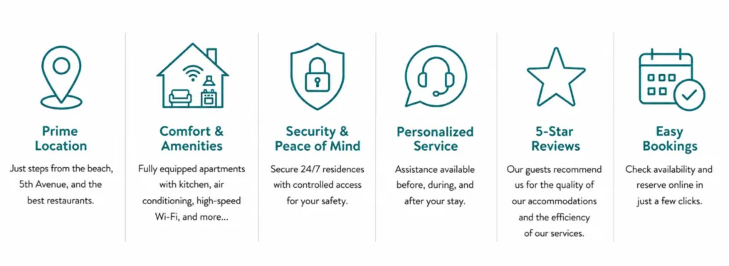 Key features and amenities of our Playa del Carmen vacation apartments