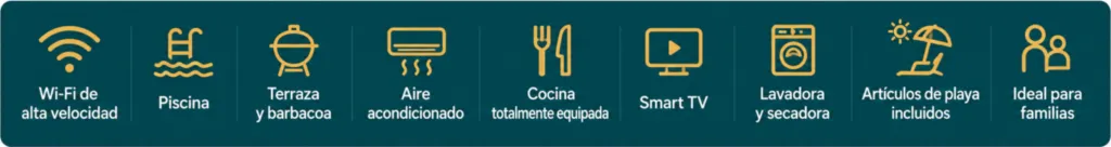 Todo lo necesario para una estancia confortable en Playa del Carmen, con piscina, terraza y equipamiento completo Equipamiento de Alegro: Wi-Fi, piscina, terraza con barbacoa, aire acondicionado, cocina equipada, Smart TV y lavadora-secadora