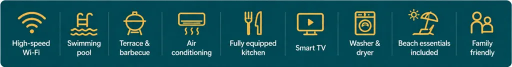 Alegro – Comfort & Amenities Alegro vacation rental amenities in Playa del Carmen – pool, Wi-Fi, air conditioning and fully equipped kitchen