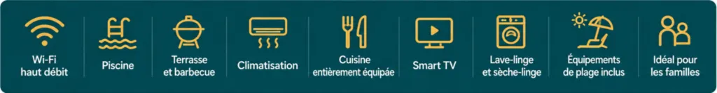 Tout le confort pour votre séjour à Playa del Carmen – piscine, terrasse, Wi-Fi et équipements complets Équipements de l’appartement à Playa del Carmen : Wi-Fi, piscine, terrasse, barbecue, climatisation, cuisine équipée, Smart TV et lave-linge