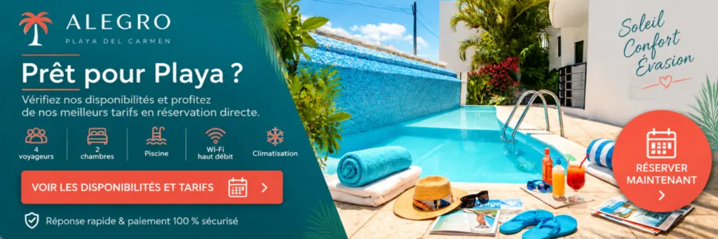 Réservez Alegro en direct et profitez de nos meilleurs tarifs pour votre séjour à Playa del Carmen Alegro Playa del Carmen avec piscine, 2 chambres, Wi-Fi haut débit et réservation directe