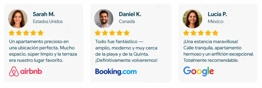 Descubre las opiniones de nuestros huéspedes sobre su estancia en Alegro Twin en Playa del Carmen Opiniones de huéspedes sobre Alegro Twin en Playa del Carmen con reseñas de Airbnb, Booking.com y Google
