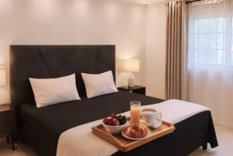 Elegant Bedroom with Breakfast in Bed