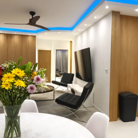 Elegant lounge, contemporary atmosphere