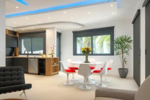 Designer living room, tropical light