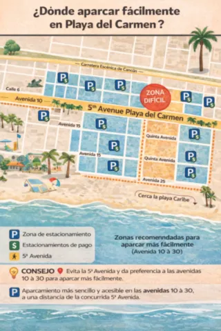 Mapa de estacionamiento en Playa del Carmen