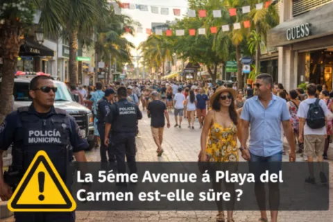 Sécurité 5ème Avenue Playa del Carmen touristes policiers