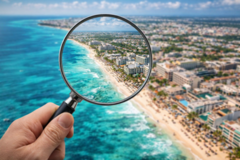 Plage Playa del Carmen vue aérienne mer